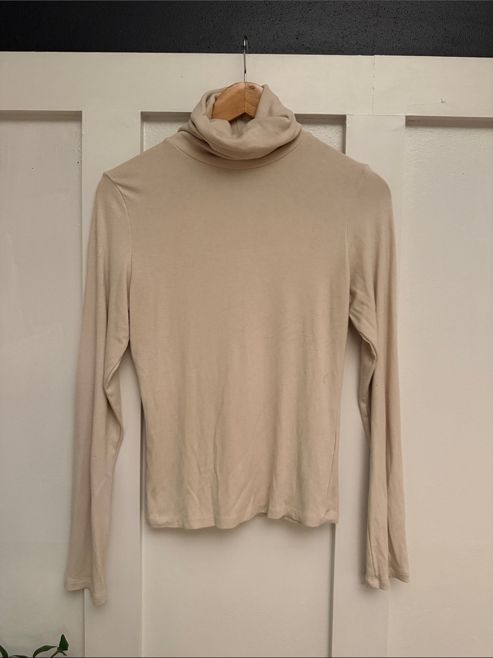 Anthropologie Cream Turtleneck Top - Soft Neutral Long Sleeve